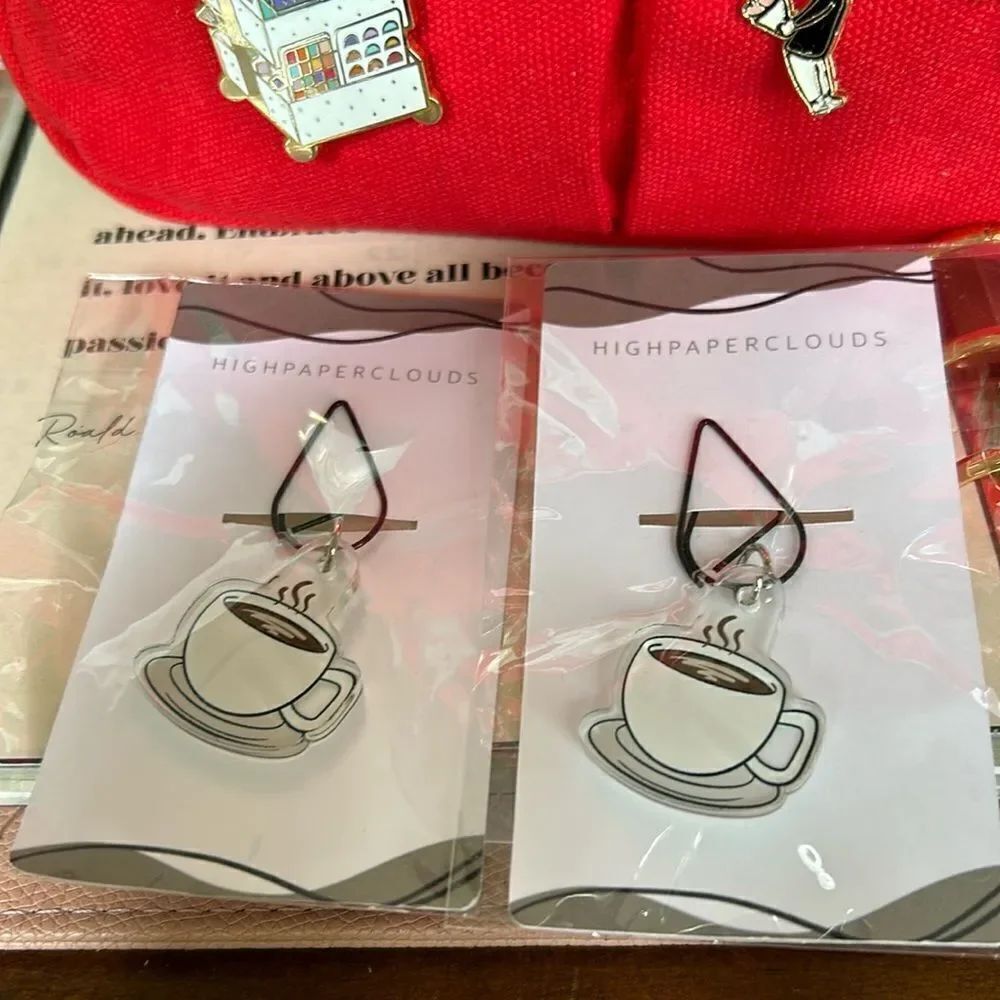 High Paper clouds charm Pin bundle of 2 coffee acrylic design NWT